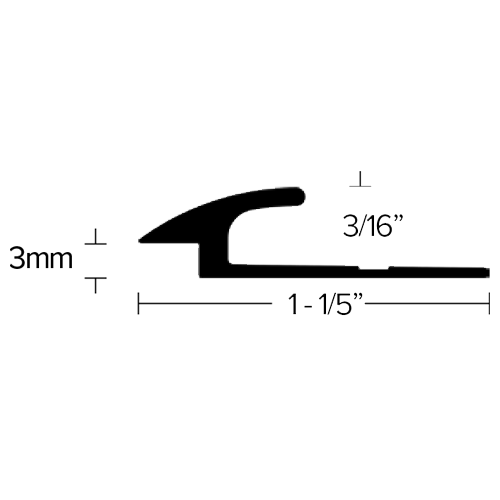 LVT 131 - 3MM LVT TO CARPET TILE (EXTENDED LIP) Diagram