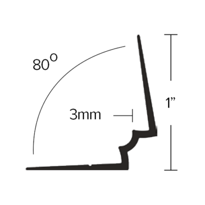 LVT 332 - 3MM NO-LIP STAIR RISER 80o ANGLE Diagram