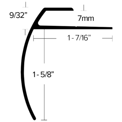 LVT 612 - 7MM LVT STAIR NOSING WITH EXTENDED LIP Diagram