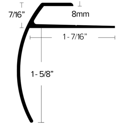 LVT 618 - 8MM LVT STAIR NOSING WITH EXTENDED LIP Diagram