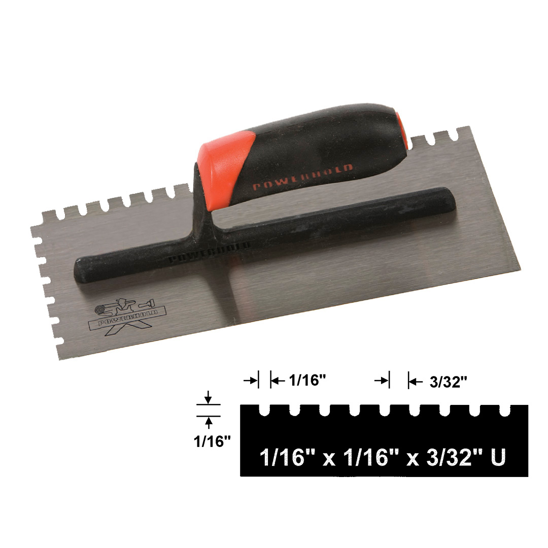 1 16 X 1 16 3 32 Flat U Notch Trowels Powerhold