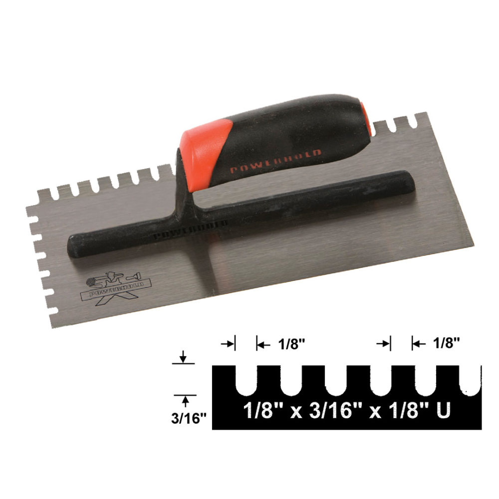 PWR 4 - 1/8" x 3/16" x 1/8" U Notch Trowel