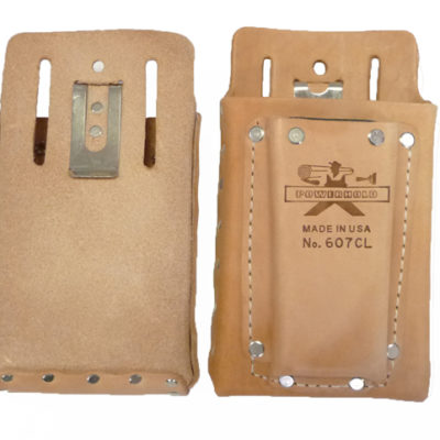 Leather Goods Double Box Pouch With Clip & Fiber Lined Front Pocket