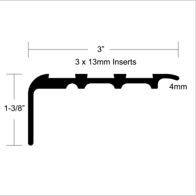 LVT 618 - 8MM LVT STAIR NOSING WITH EXTENDED LIP Diagram