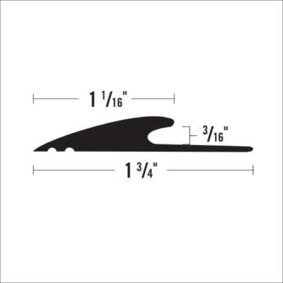 VT333 - 3/16" X 1 1/16" X 1 3/4" REDUCER FOR GLUE-DOWN CARPET